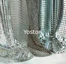 Çin Gümüş / Altın Tel Örgü Perde Alüminyum Metalik Payetli Kumaşlar Çok Şekil Tedarikçi